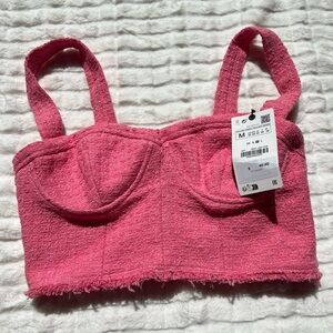 ZARA Pink Textured Crop Top